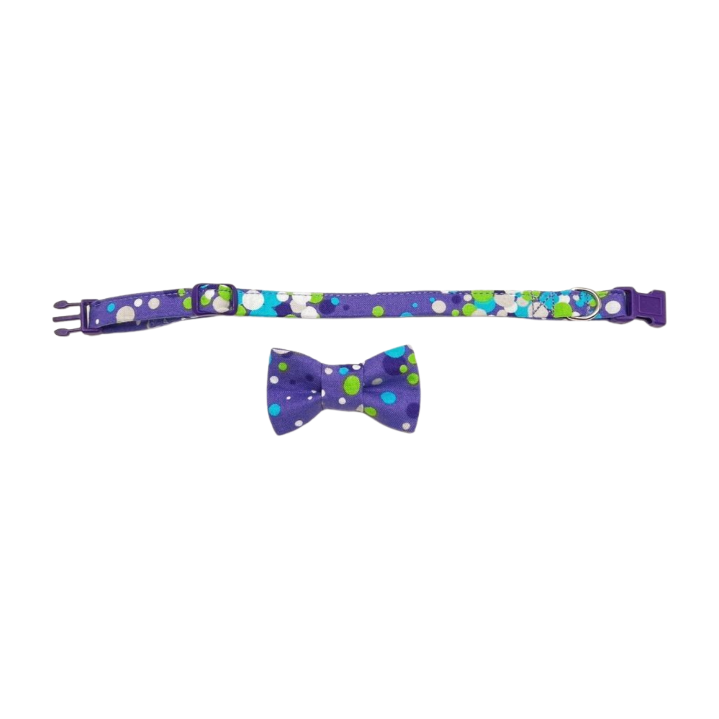 Purple with Dots - Cat Collar with optional Bow Tie