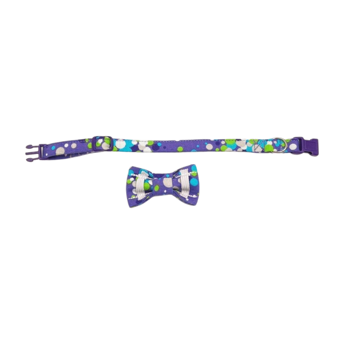 Purple with Dots - Cat Collar with optional Bow Tie