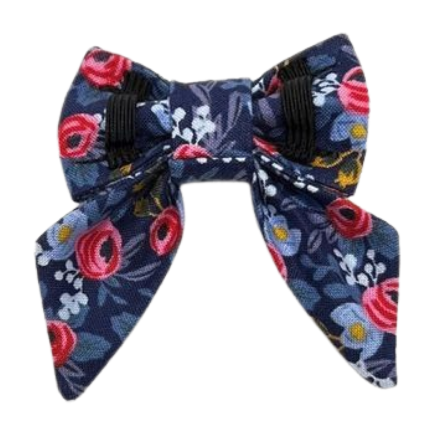 Blue Floral Cat Collar with Optional Sailor Bow Tie