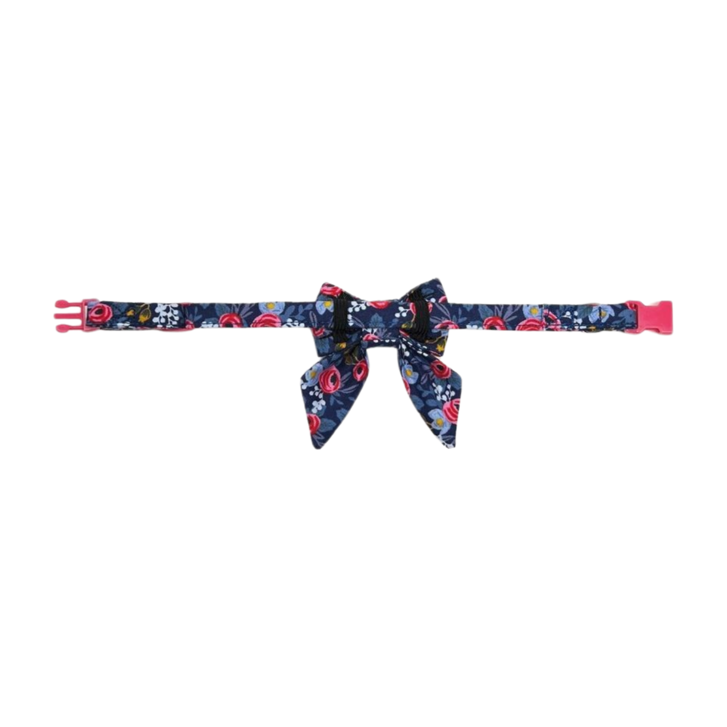 Blue Floral Cat Collar with Optional Sailor Bow Tie